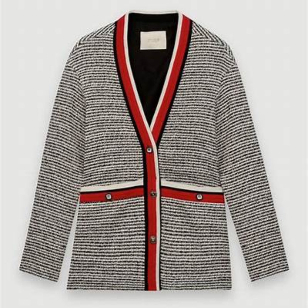 maje visala tweed cardigan jacket size 36